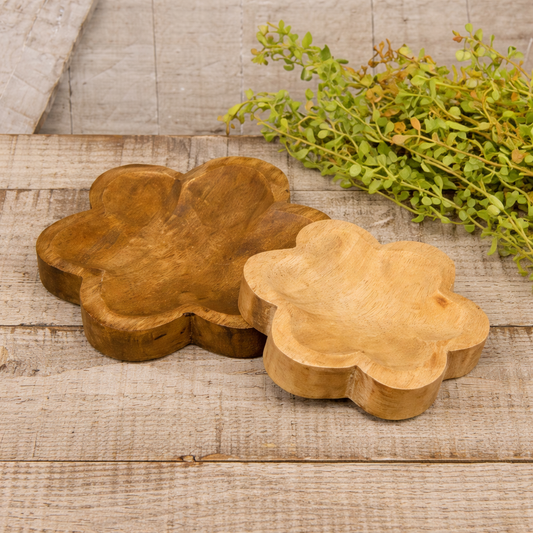 Carved Wooden Daisy Tray