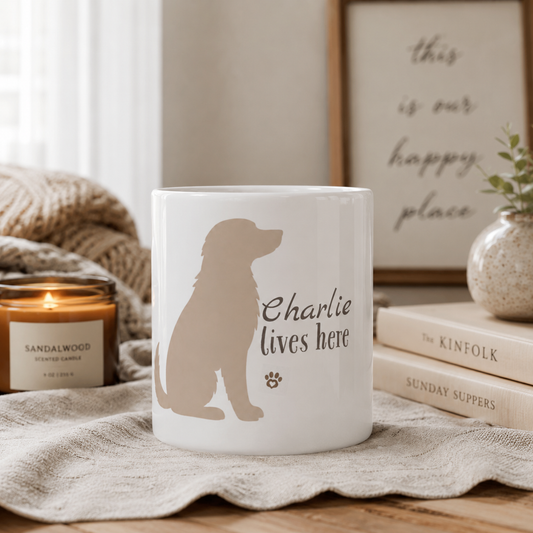 [Pet Name] Lives Here Dog Mug