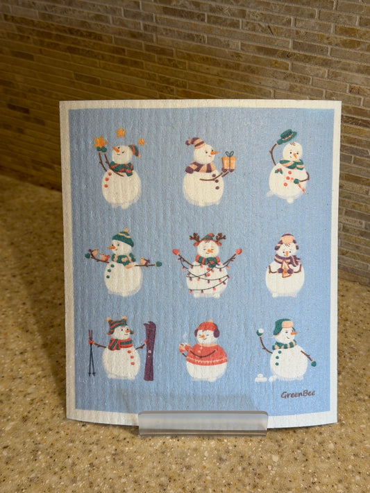 Christmas Snowmen Swedish Dishcloth
