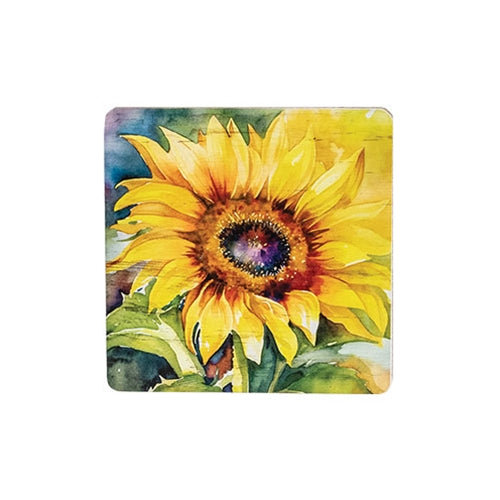 Watercolor Sunflower Coasters & Holder