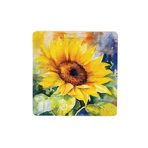 Watercolor Sunflower Coasters & Holder