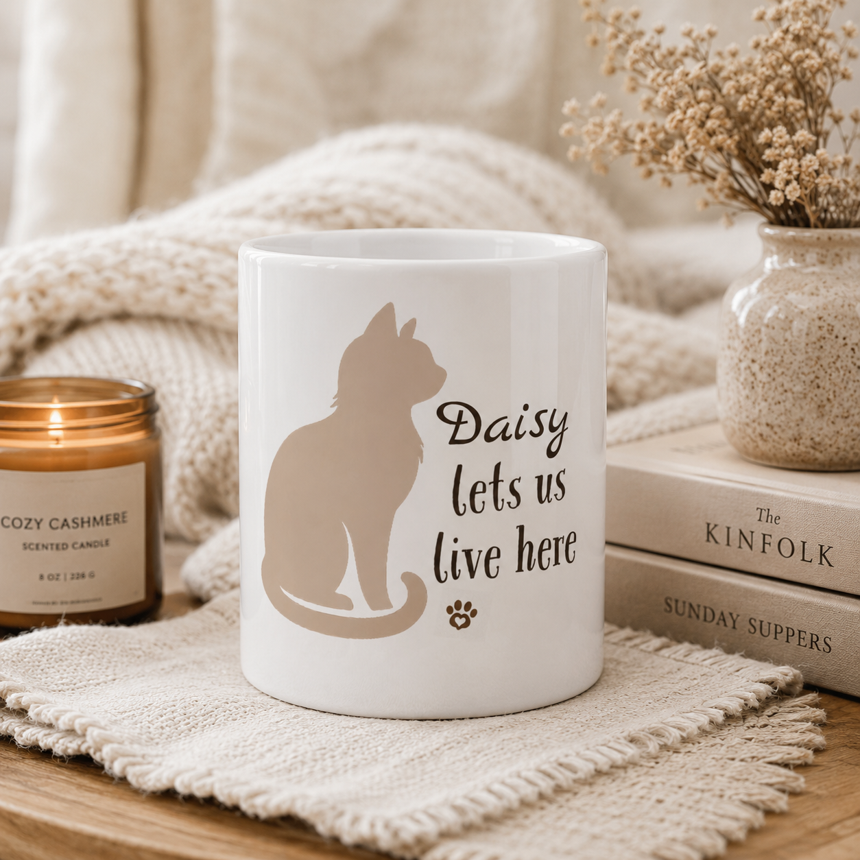 [Pet Name] Lets Us Live Here Cat Mug