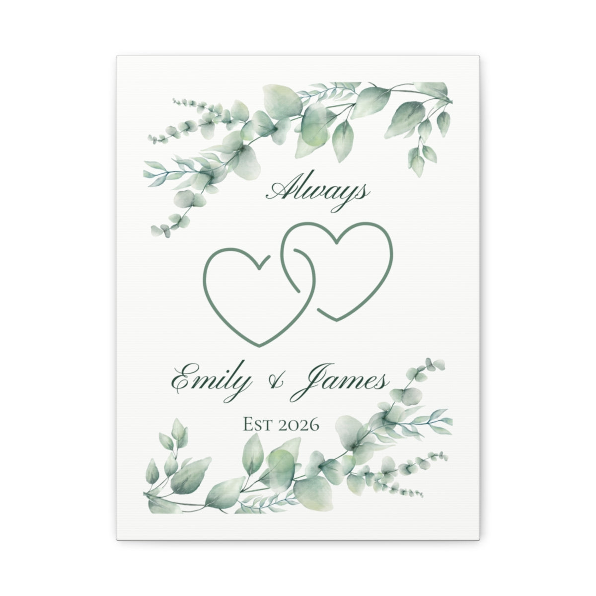 Personalized Connected Hearts Canvas Wall Art