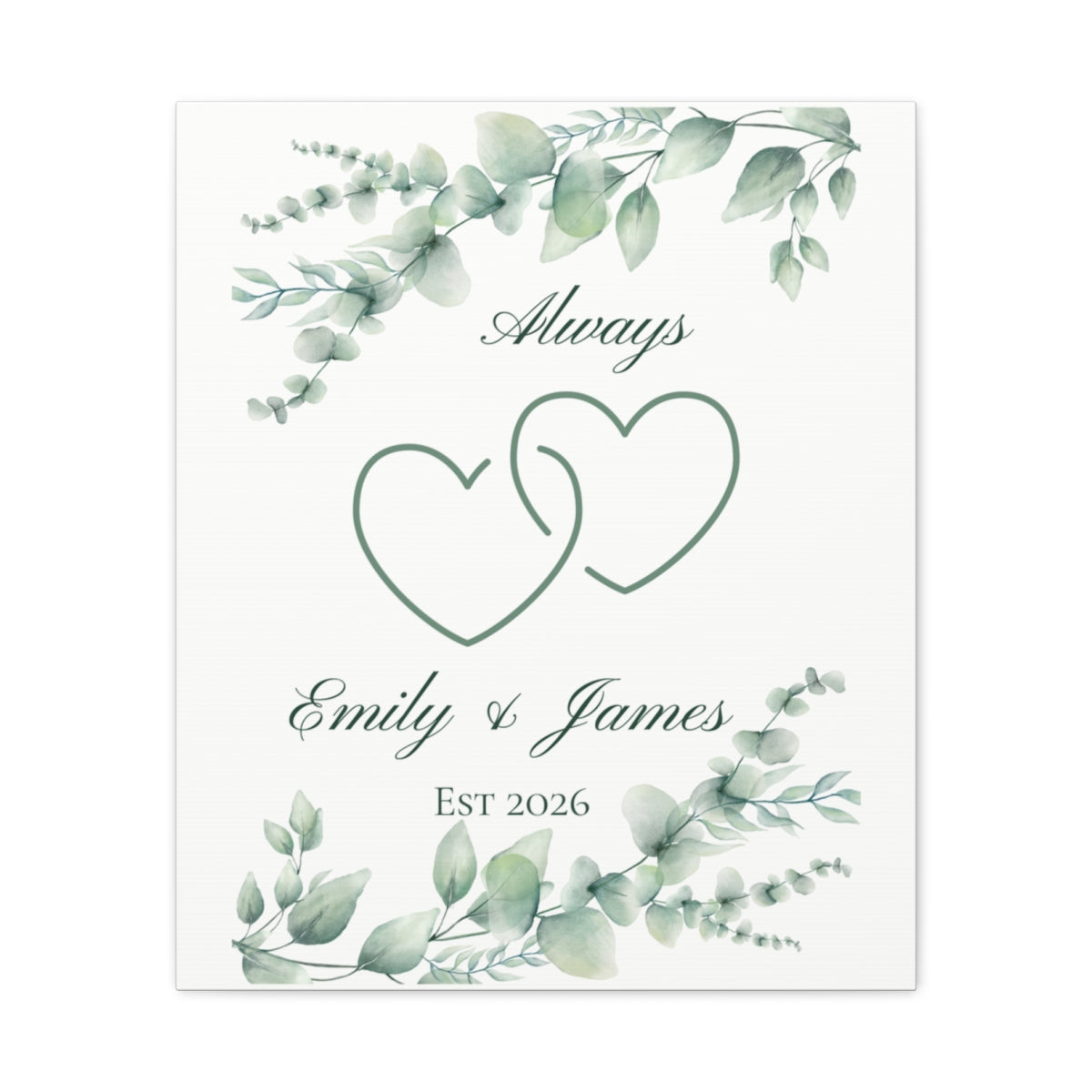 Personalized Connected Hearts Canvas Wall Art