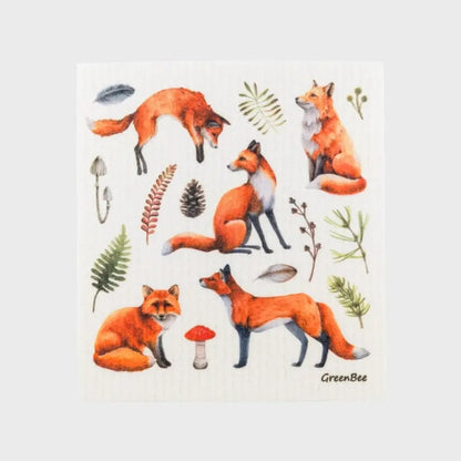 Woodland Foxes Swedish Dishcloth