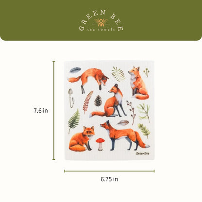 Woodland Foxes Swedish Dishcloth