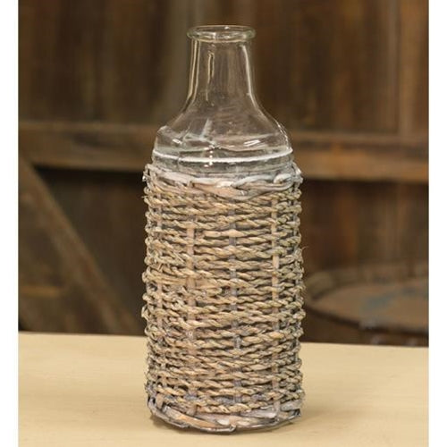 Seagrass Wrapped Glass Bottle 7.5"