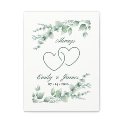 Personalized Connected Hearts Canvas Wall Art