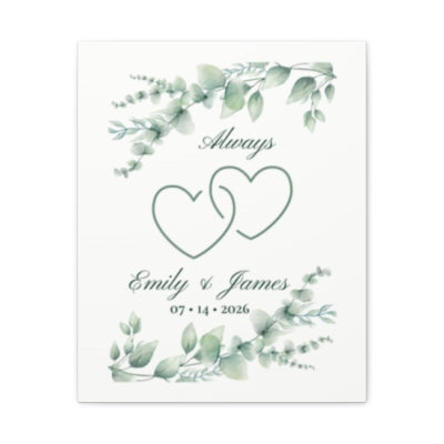 Personalized Connected Hearts Canvas Wall Art