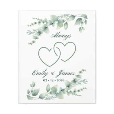 Personalized Connected Hearts Canvas Wall Art