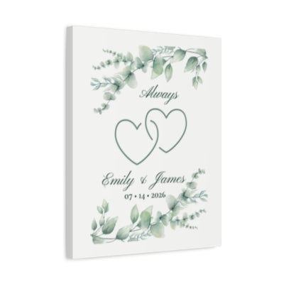 Personalized Connected Hearts Canvas Wall Art