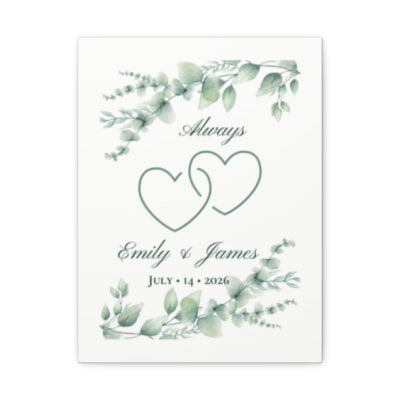 Personalized Connected Hearts Canvas Wall Art