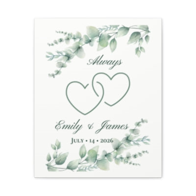 Personalized Connected Hearts Canvas Wall Art