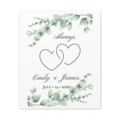 Personalized Connected Hearts Canvas Wall Art
