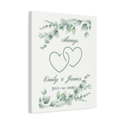 Personalized Connected Hearts Canvas Wall Art