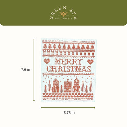 Merry Christmas Cross Stitch Swedish Dishcloth