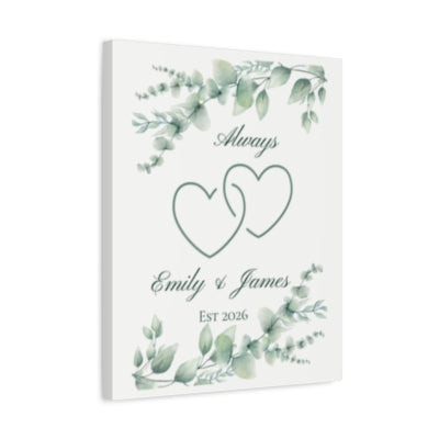 Personalized Connected Hearts Canvas Wall Art
