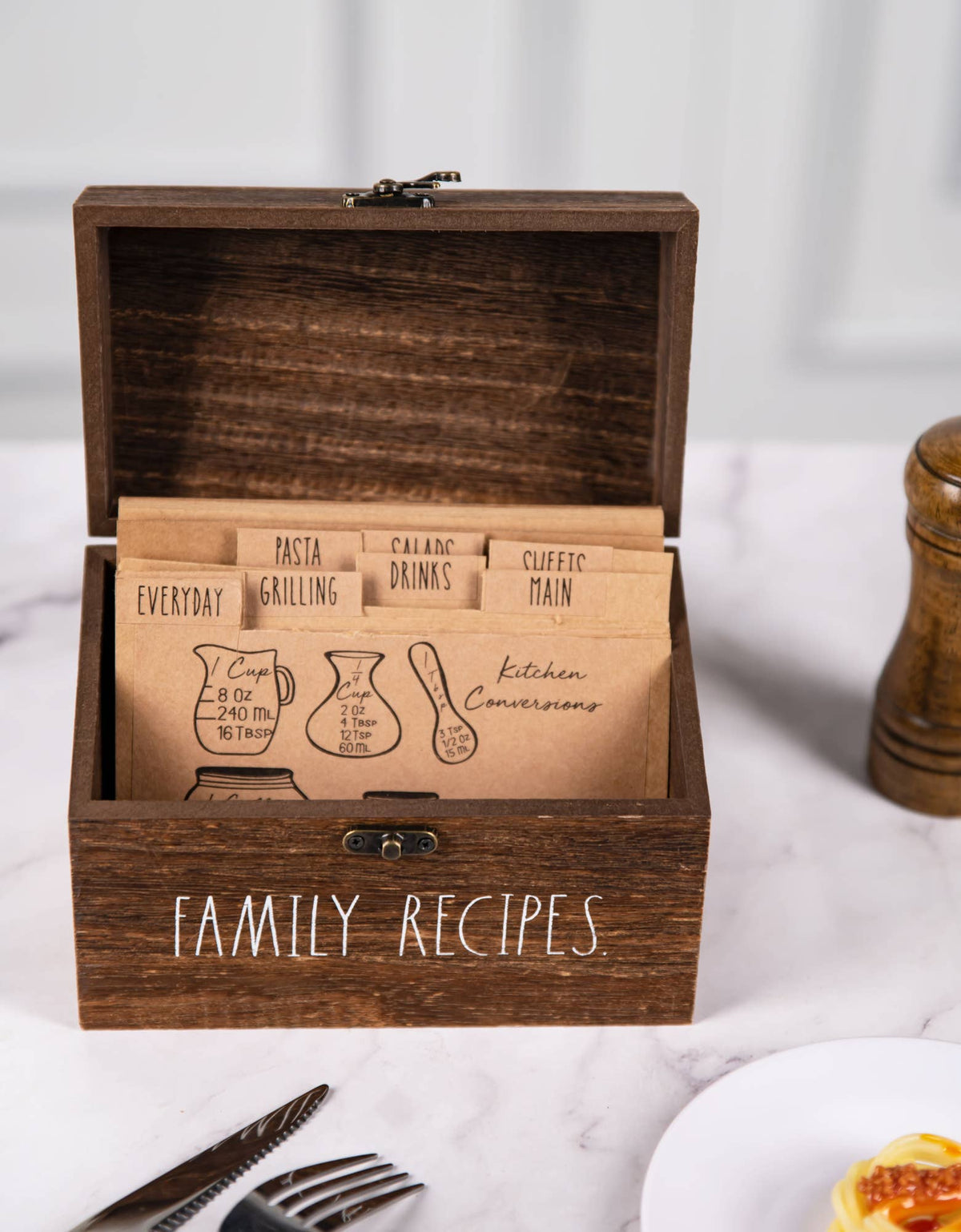 Family Recipes Wooden Recipe Box
