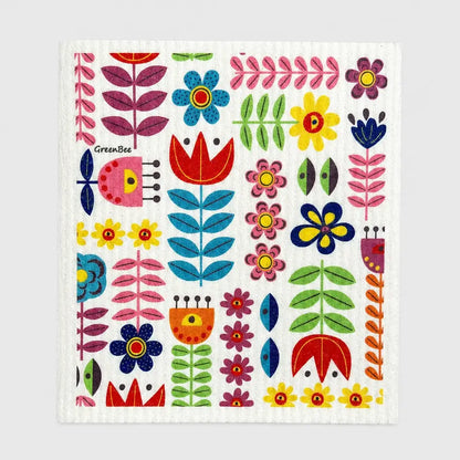 Retro Flowers Swedish Dishcloth