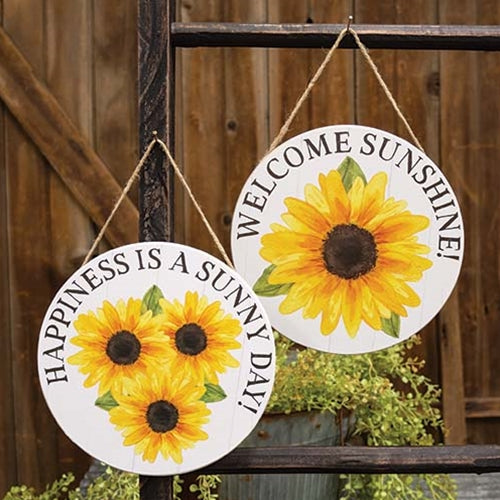 Sunny Day Round Sunflower Sign