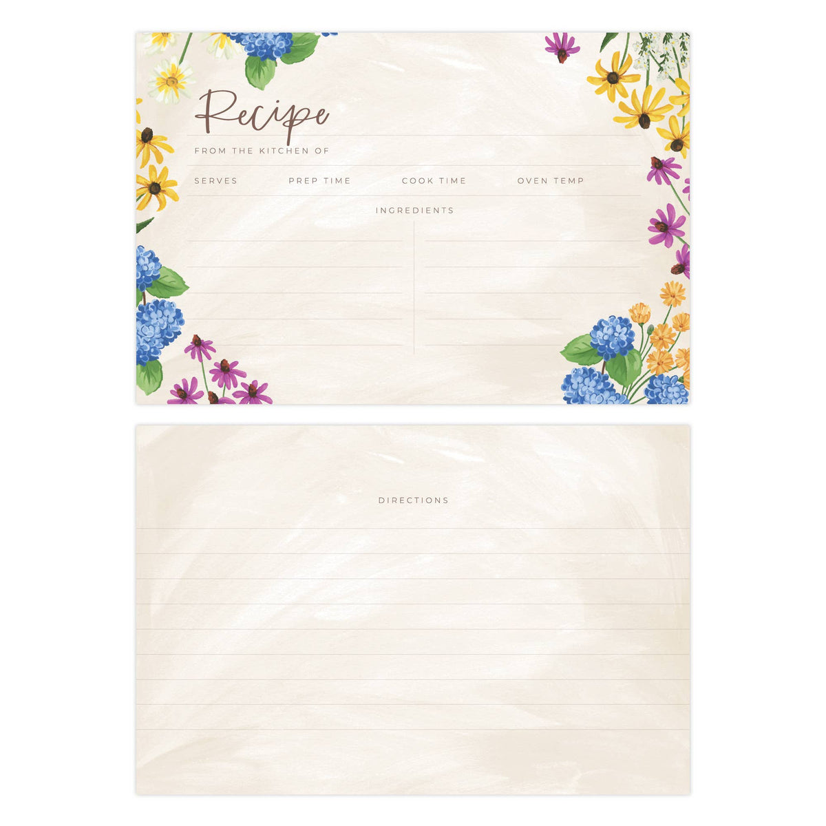 Vintage Blooms Floral Recipe Cards