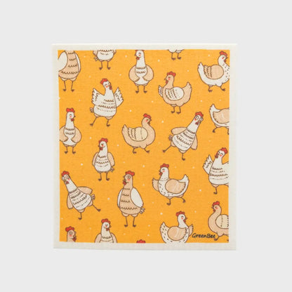 Sunny Chickens Swedish Dishcloth
